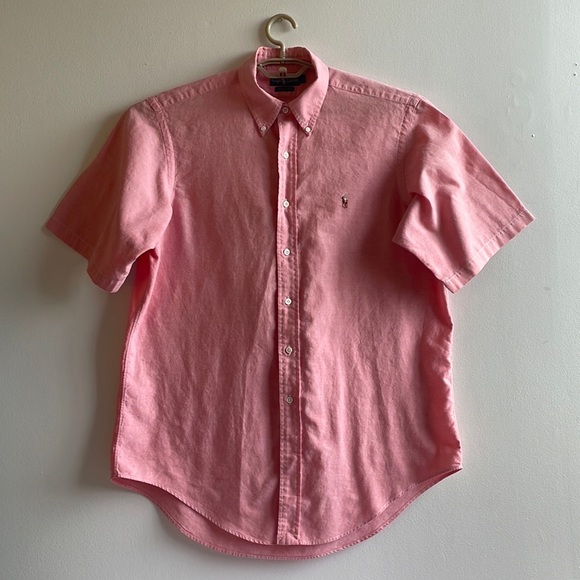 Ralph Lauren Pink Cotton Short Sleeve Dress Shirt Large - Picture 10 of 11